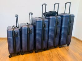 6 tlg. Reisekofferset inkl. XL+ 76cm Hartschalen BLAU NEU