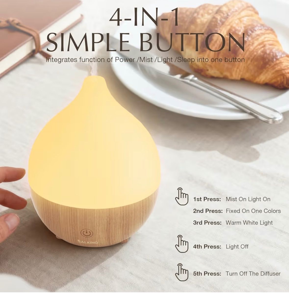 Duftöldiffusoren: Aroma Diffuser, 100ml weiss-braun Holzoptik – Neu und originalverpackt aus Basel von Seifehuesli 8