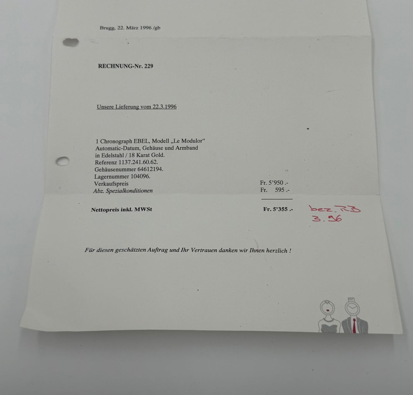 Ebel Orologi: Ebel Le Modulor Chronograph Full Set 1995, mit Historie – Usato da Wil SG venduto da rappwatches 9