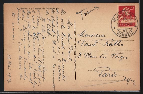 Cartoline postali: Baden, Ansicht vom Schloss Schartenfels – Usato da Berlin venduto da bartko-reher 1