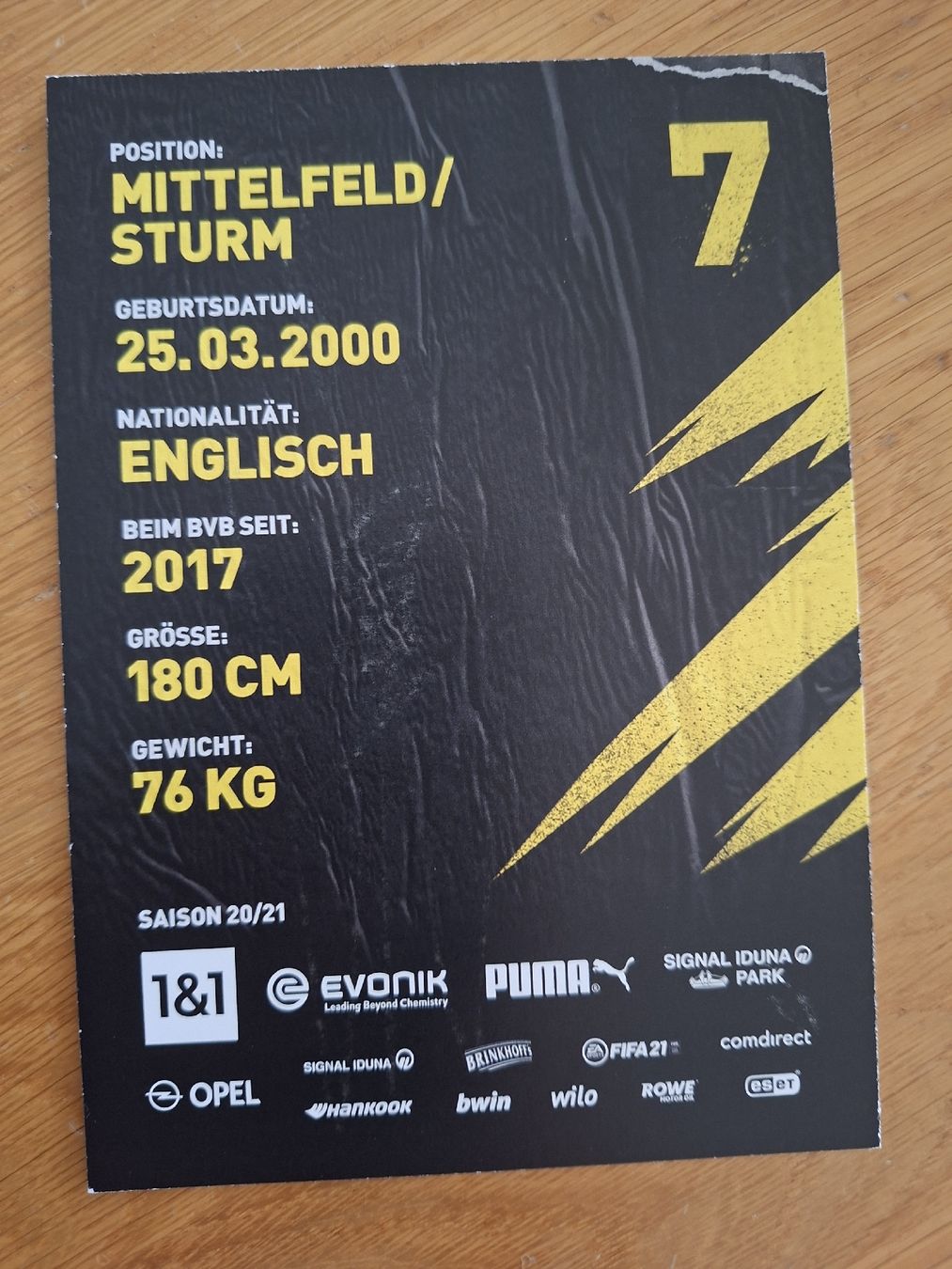 Autografi: Jadon Sancho original Autogrammkarte Dortmund BVB – Usato da Thun venduto da wuschu 1