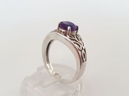 Silberring mit Amethyst Edelstein - Grösse 18.2 mm💍