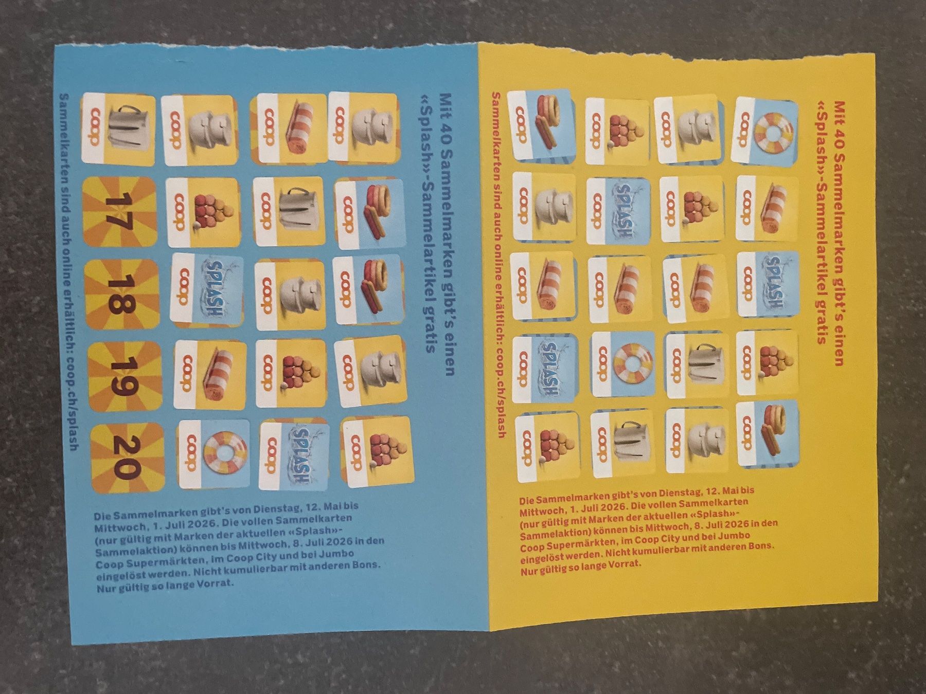 Coop Raccolte di bollini & punti: 36 Sammelmarken Splash – Nuovo e nell'imballaggio originale da Niederhelfenschwil venduto da jas_sq7y