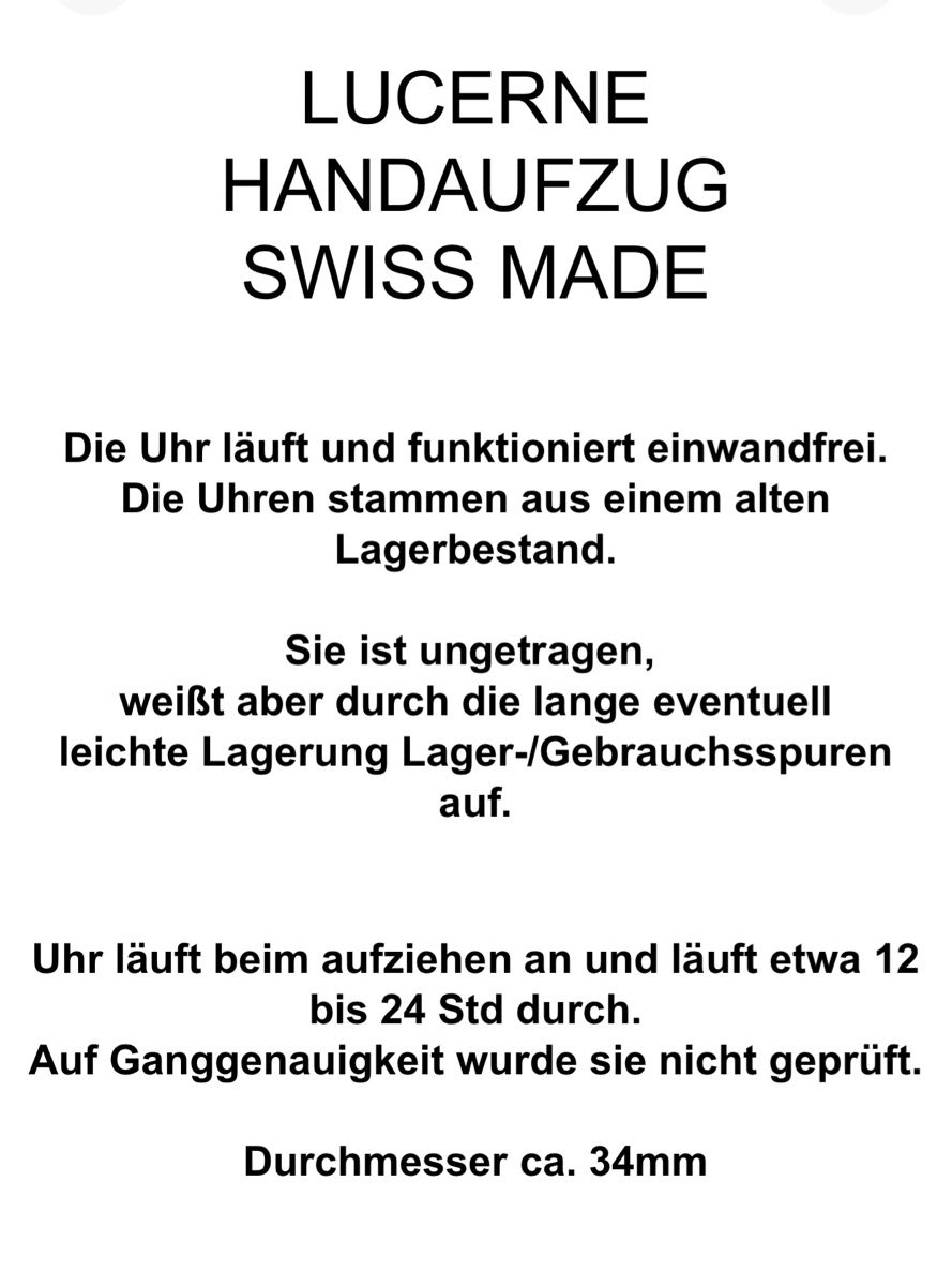 Orologi: Lucerne Handaufzug NOS Vintage Uhr – Nuovo (secondo la descrizione) da Schlossrued venduto da River-Tack-1 1