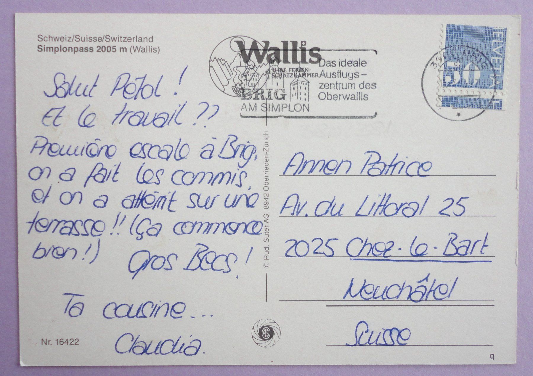 Ansichtskarten: Simplonpass 2005 m (Wallis) – Gebraucht aus Fétigny von Billy2miny 1