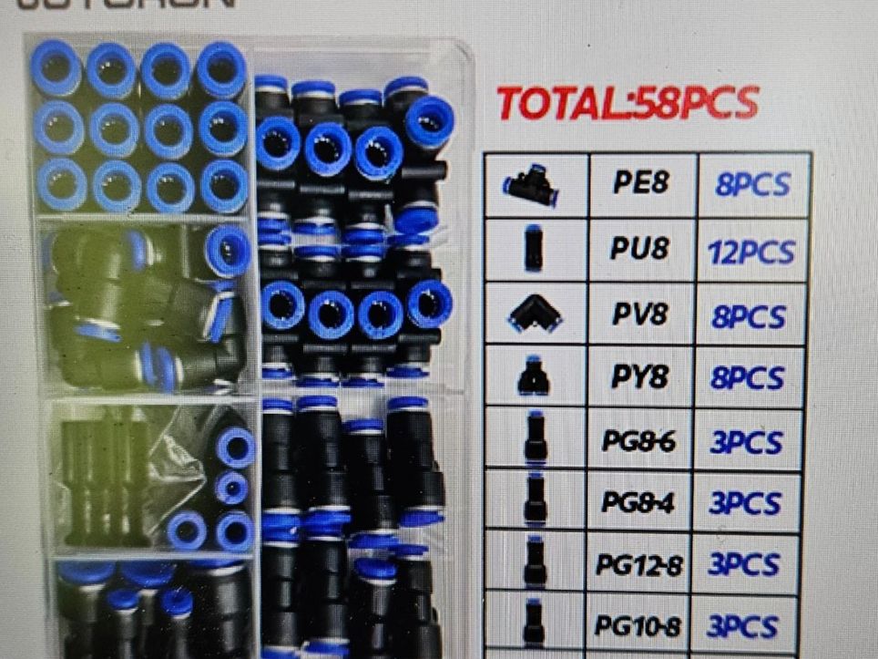 Compressori: 8mm Pneumatik Verbinder Set, 58 Stk. – Nuovo e nell'imballaggio originale da Teufenthal AG venduto da boebe071