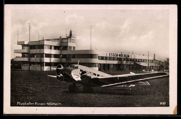 Cartoline postali: Essen-Mülheim, Flughafen-Hauptgebäude  – Usato da Berlin venduto da bartko-reher
