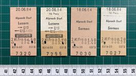 Alpnach Dorf, 4 Billette, nach Luzern und Sarnen, 1984, SBB
