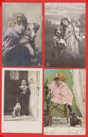 7 alte Ansichtskarten  -  Kinder mit Hund  -