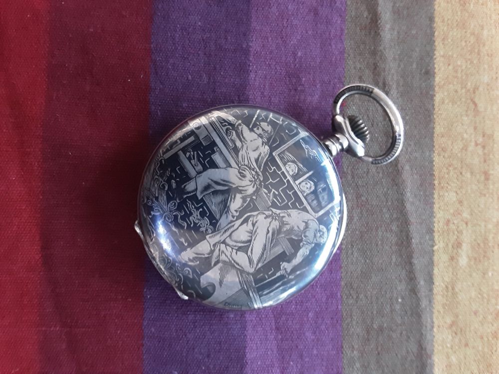 Montre De Gousset Niellée En Argent - Occasion Bon état (avec Imperfections Visibles)