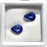 2x Tanzanites poires 8x6 mm  1.96 ct - CERTIFICAT 455.- Fr.