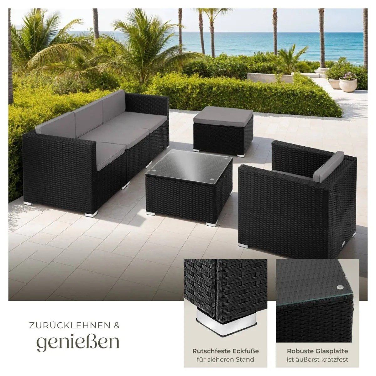 Set de table et chaises: Rattan Lounge mit Sessel Gartenmöbel Set BELVANO – Neuf avec emballage d'origine à Lachen SZ par sw3zzy 2
