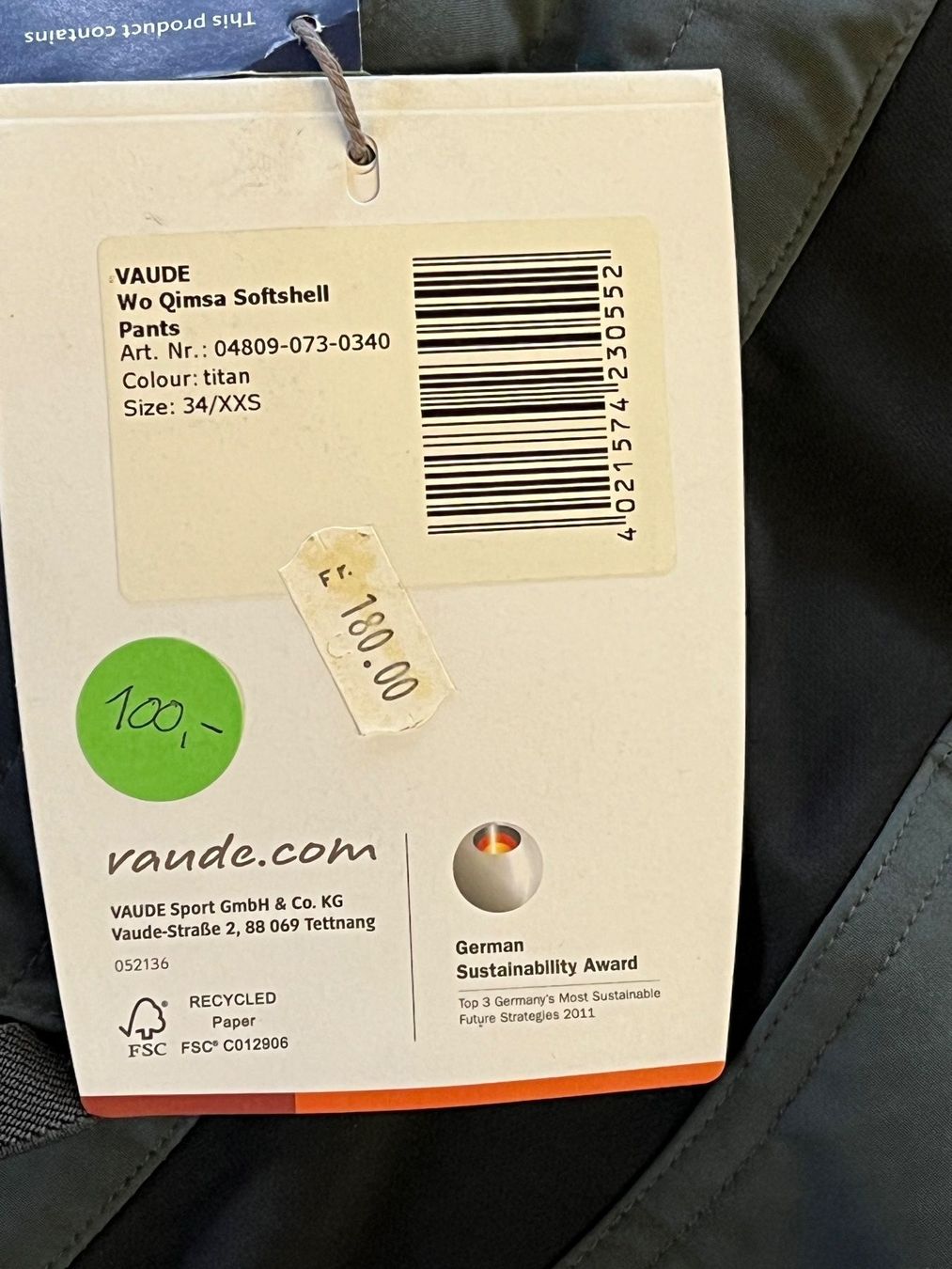 Vaude Pantaloni: Damen Softshell Rad-Hose  VAUDE QIMSA SOFTSHELL PANTS – Nuovo e nell'imballaggio originale da Eschen venduto da Sele-Radsport 2