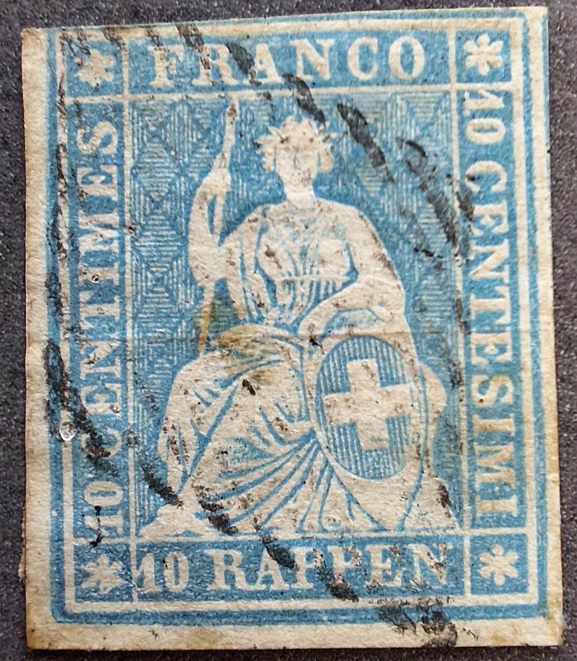 Tutti i francobolli: Strubel 23Ca Kat. 300.- – Usato da Balgach venduto da SIMEON27