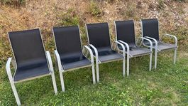 5 Gartenstühle Alu stapelbar  Terrassenstühle Balkon