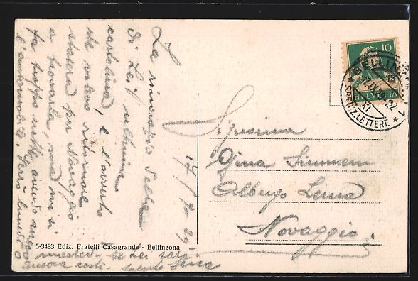 Cartoline postali: Bellinzona, Stazione Ferroviara e Castel – Usato da Berlin venduto da bartko-reher 1