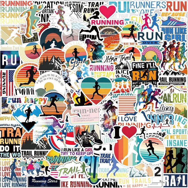 100 Stk. Sticker Aufkleber - Laufsport Laufen macht Spass (Neu und ...