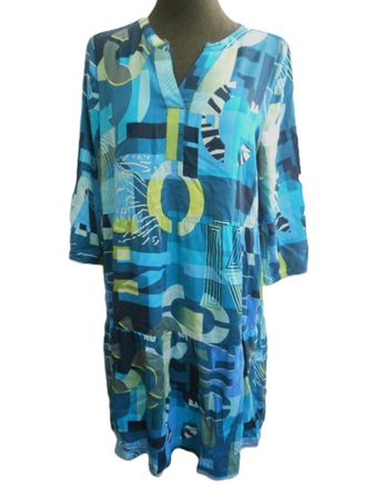 ca Gr 46 CECIL Kleid blau kann Gummizug im Ausschnitt