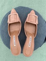 Manolo Blahnik Mules Pumps 38 beige nude Wildleder