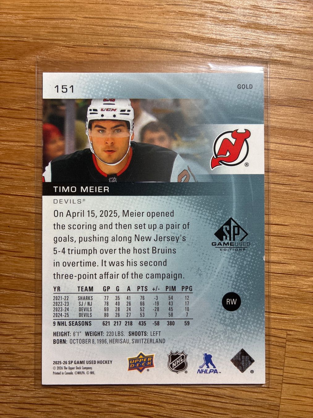 Topps Cartes à collectionner: Upper Deck S&P Timo Meier Devils /149 – D'occasion à Wangenried par Garagara 1