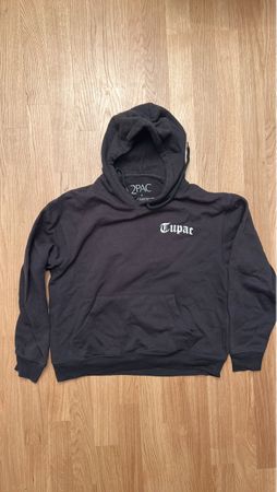 Schwarzer Tupac 2Pac Kapuzenpullover Hoodie Grösse S