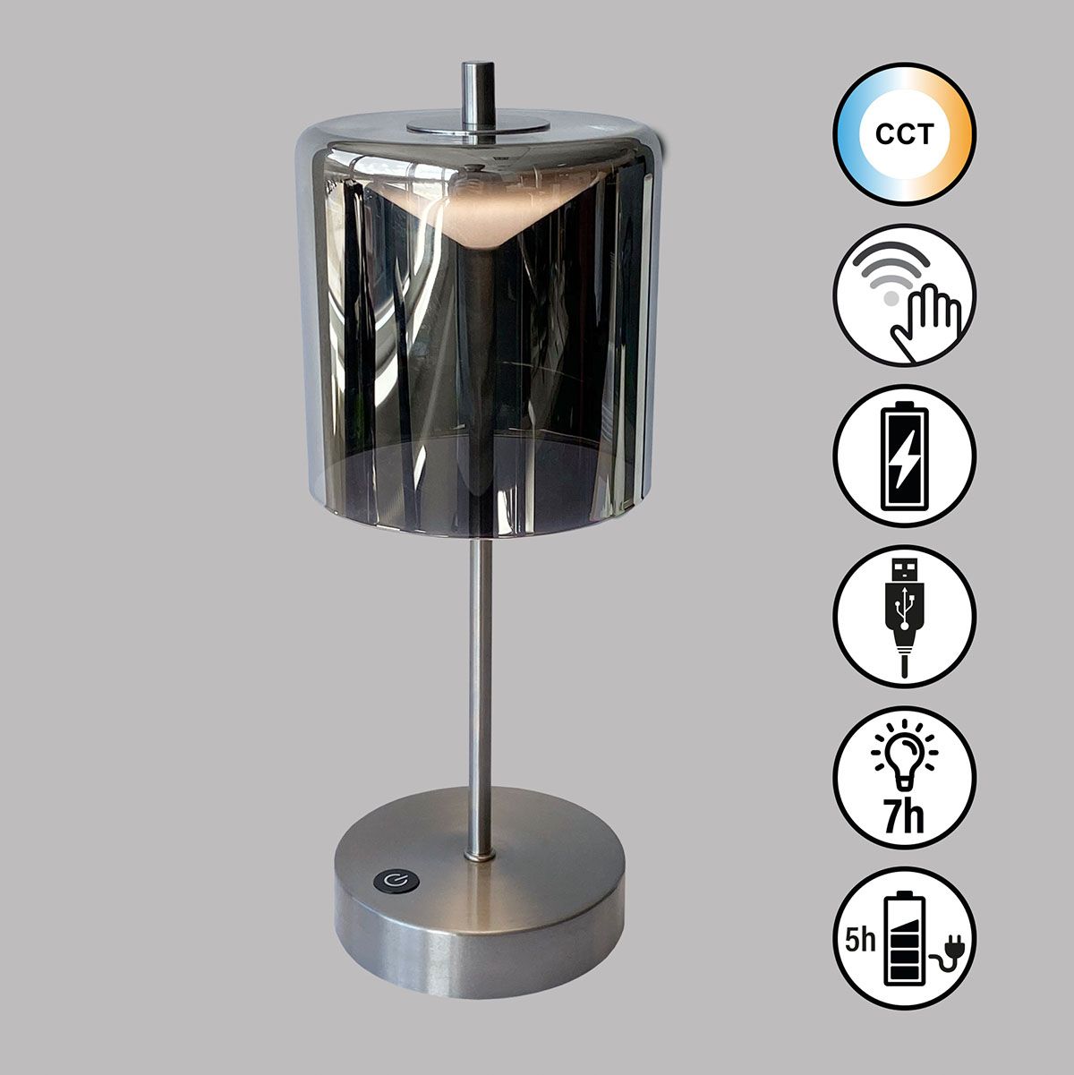 Lampade: LED Tischleuchte, Akku, 35 cm Höhe, Glas – Nuovo (secondo la descrizione) da Kreuzlingen venduto da Smart-Light