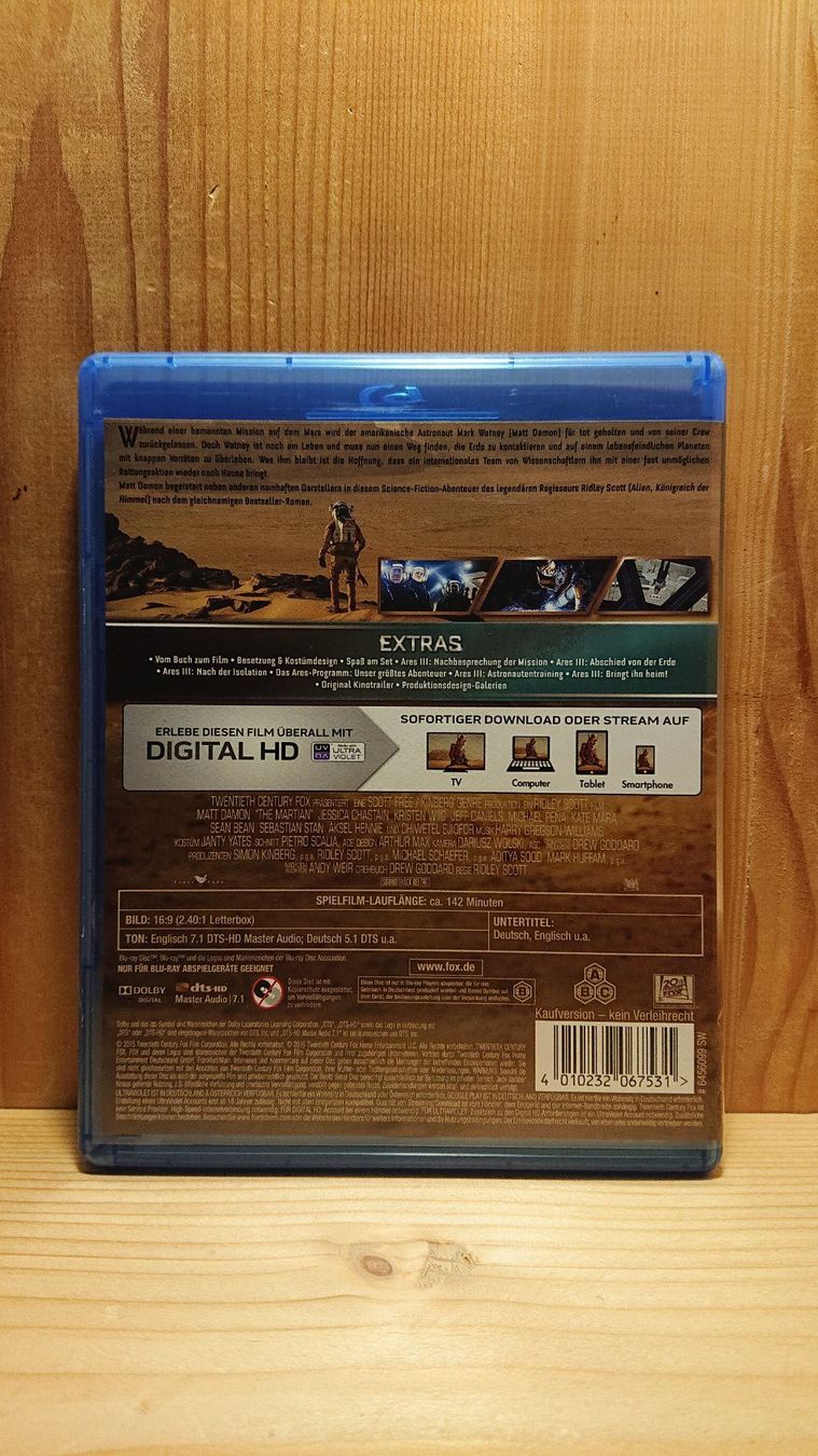 Tutti i DVDs: DER MARSIANER Blu-Ray mit Matt Damon – Usato da Wilderswil venduto da Exebub 1