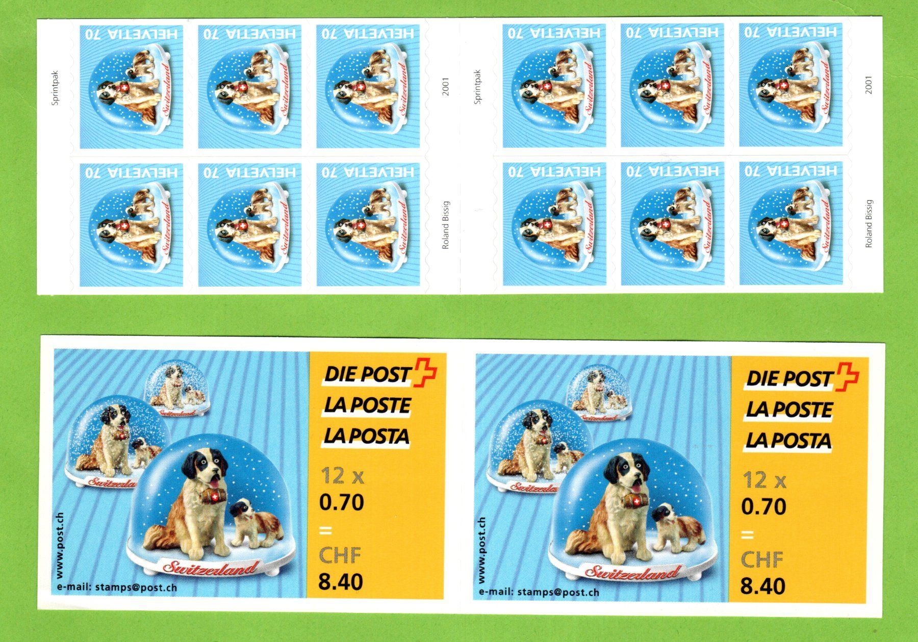 Tous les timbres: 2001 MH 0-104 B-Post Bernhardiner SBK 25.-- – Neuf (Voir description) à Stein am Rhein par Huehnerhund