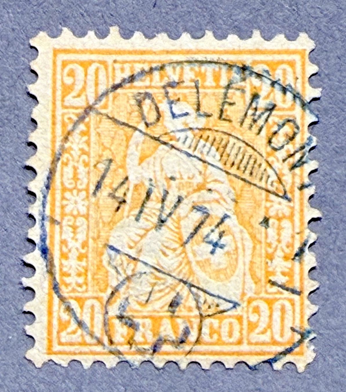 Tutti i francobolli: 32 Perfektrer blauer Stempel Delemont – Usato da Steinhausen venduto da yukon26