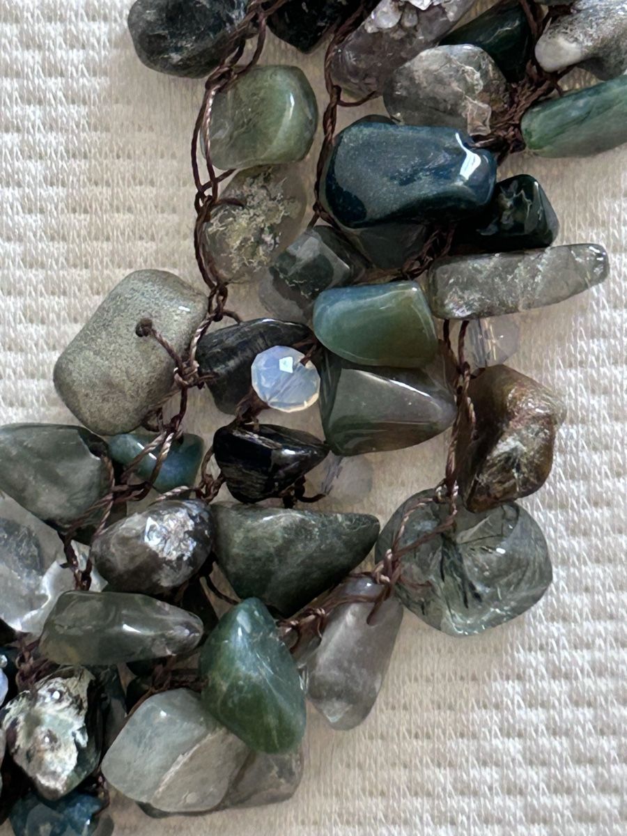 Catenine: Blue Agate Slice & Stone Necklace – Nuovo (secondo la descrizione) da Biel/Bienne venduto da zit_v5yc 3
