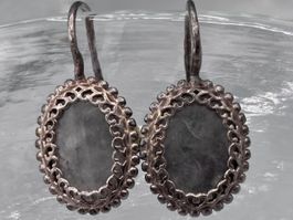 925 Silber Ohrringe Vintage Boho Ethno mit grauem Stein