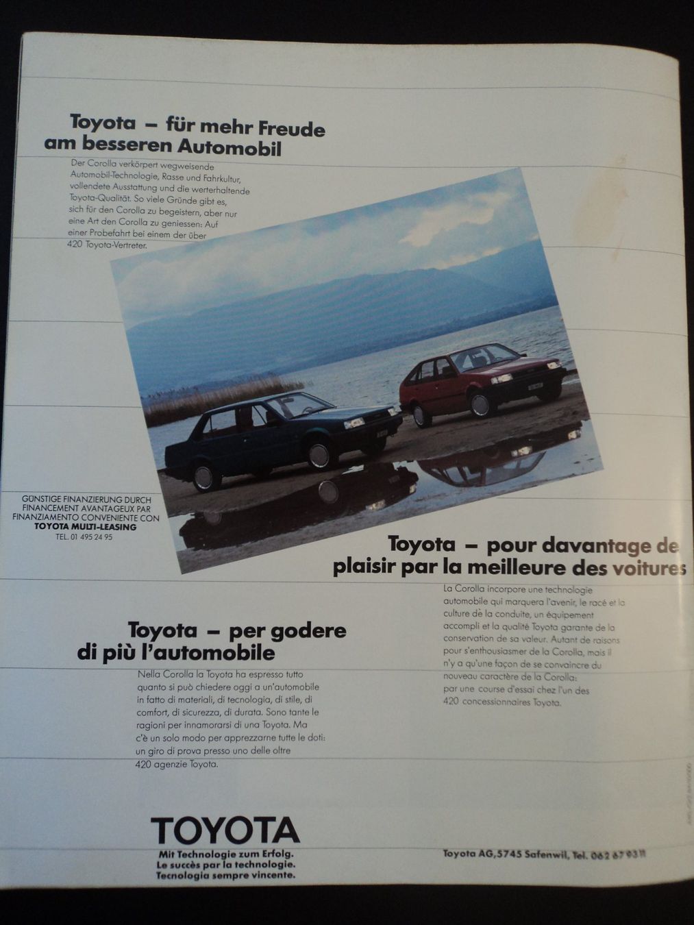 Toyota Documenti: Prospekt Toyota Corolla 1984 – Usato da Schwarzenburg venduto da modelCARama 9