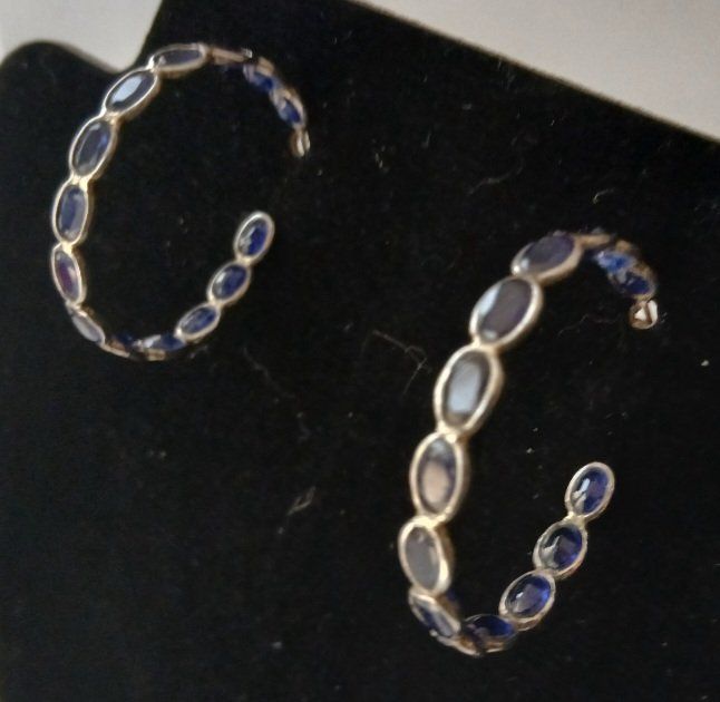 Orecchini pendenti & Orecchini a lobo: Orecchini placcati in argento con zaffiro indiano – Usato da Tesserete venduto da La-Fleur-De-Cerisier