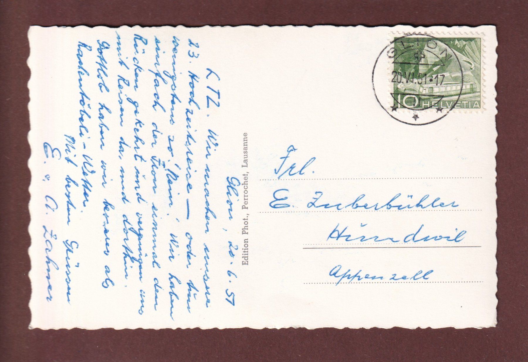 Cartes postales: CHILLON vu de GLION - 1951 – D'occasion à Pully par nicecards 1