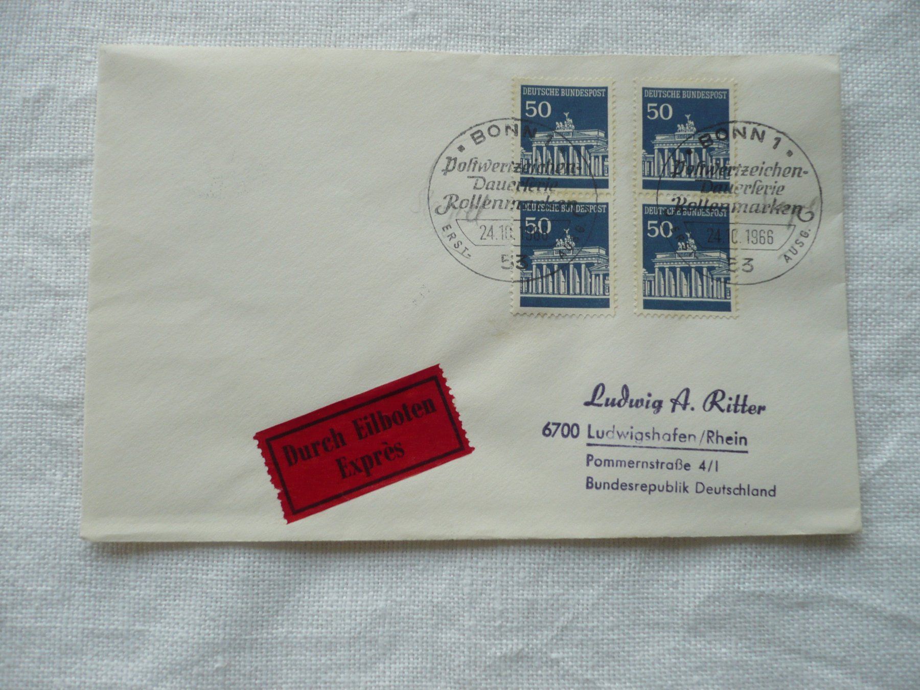 Tous les timbres: BRD 1966 FDC Rollenmarke 50 Pf. – D'occasion à Zürich par saltandpepper008