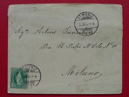 1885: 67A auf wunderschönem ZIERBRIEF: St.MORITZ nach MILANO