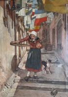 Original CH Gemälde Edouard Menta „Jour de Fete“ ca. 1900