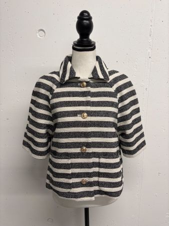 H&M Kurzarm Blazer gestreift Gr. M Cardigan schwarz crem