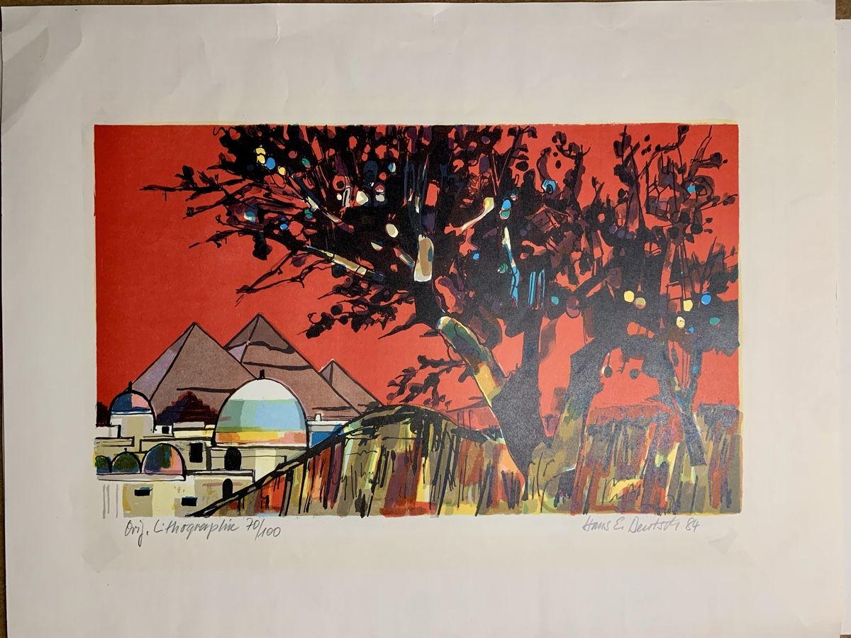 Grafica & Litografie: Hans E. Deutsch Original Lithographie, Pyramide – Usato da Horn venduto da Cramba