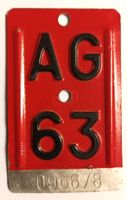 Velonummer Aargau 1963 AG 63
