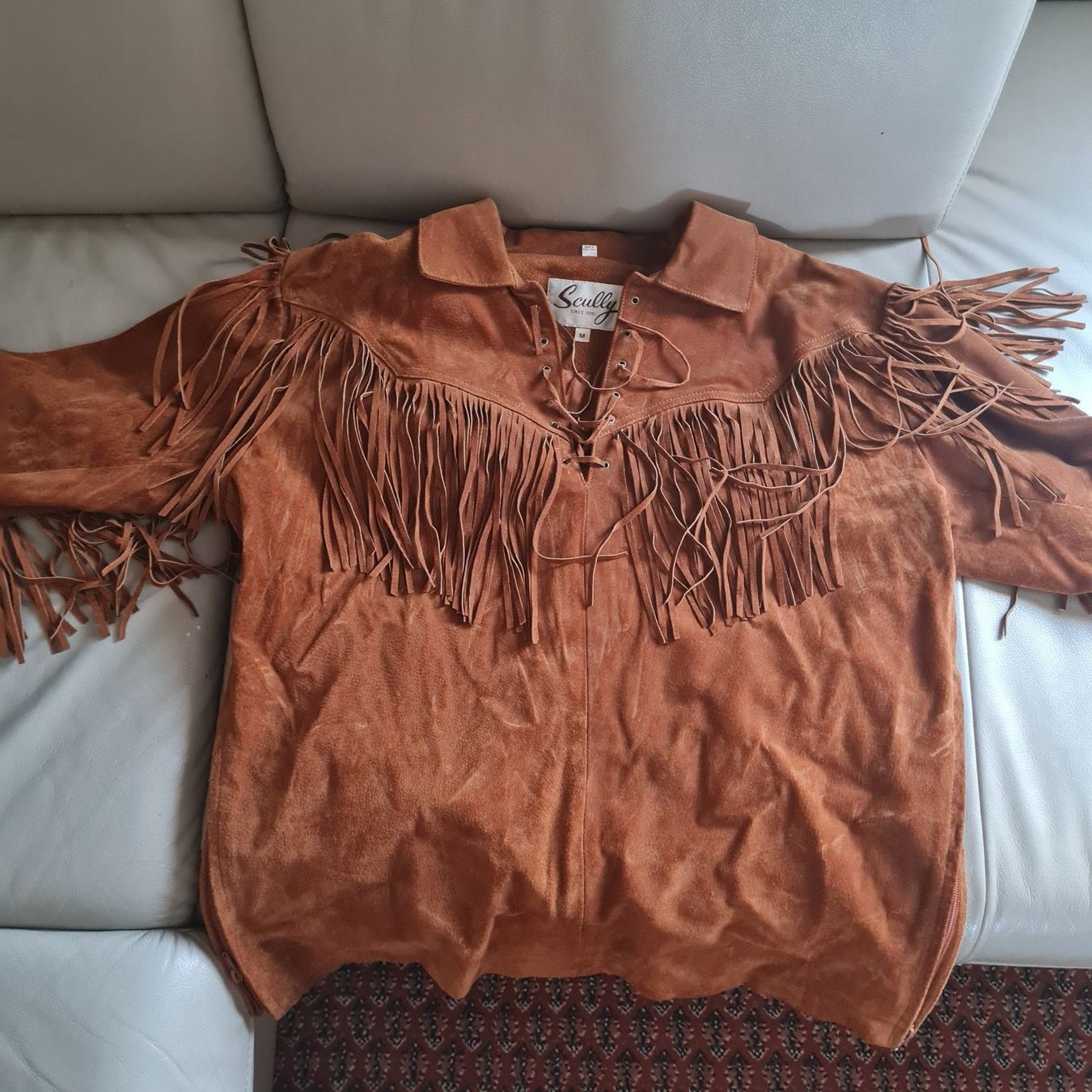 Hemden: Lederhemd Scully mit Fransen in braun , Grösse M – Gebraucht aus Coeuve von Nelly2 1