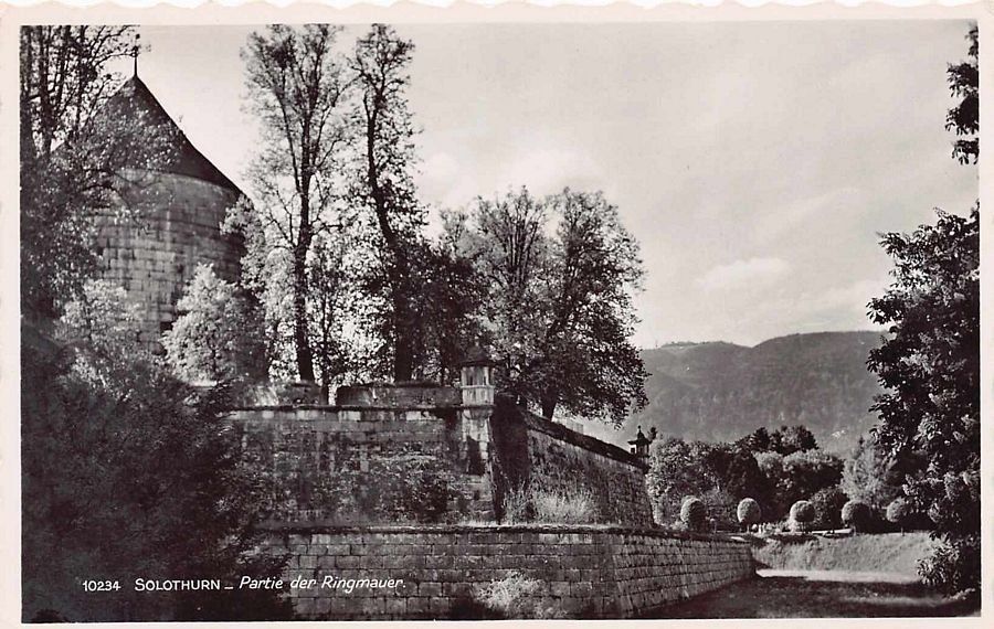 Cartoline postali: Solothurn, Partie der Ringmauer, gelaufen 1946 – Usato da Frauenfeld venduto da POML