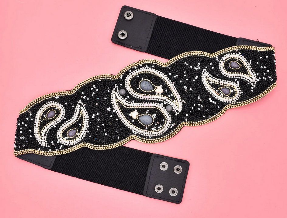 Gürtel: Elastischer Gürtel Bagua Anhängern schwarz - Ceinture – Neu und originalverpackt aus Lausanne von FASHION-WORLD-SHOP 4