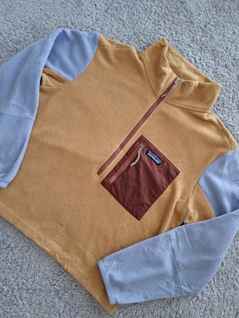 Pull Patagonia polaire ocre bleu taille S femme