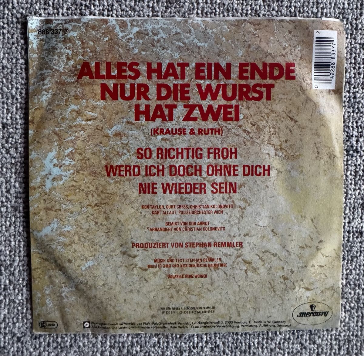 Dischi in vinile: St. Remmler- Alles hat ein Ende nur die Wurst ..- 7" Single – Usato da Rorbas venduto da BlackstarRecords 1