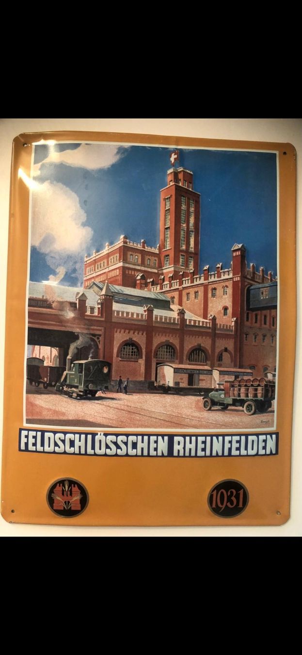 Feldschlösschen Insegne: 3 Blechschilder Feldschloesschen Rheinfelden Set – Usato da Zürich venduto da Dario5