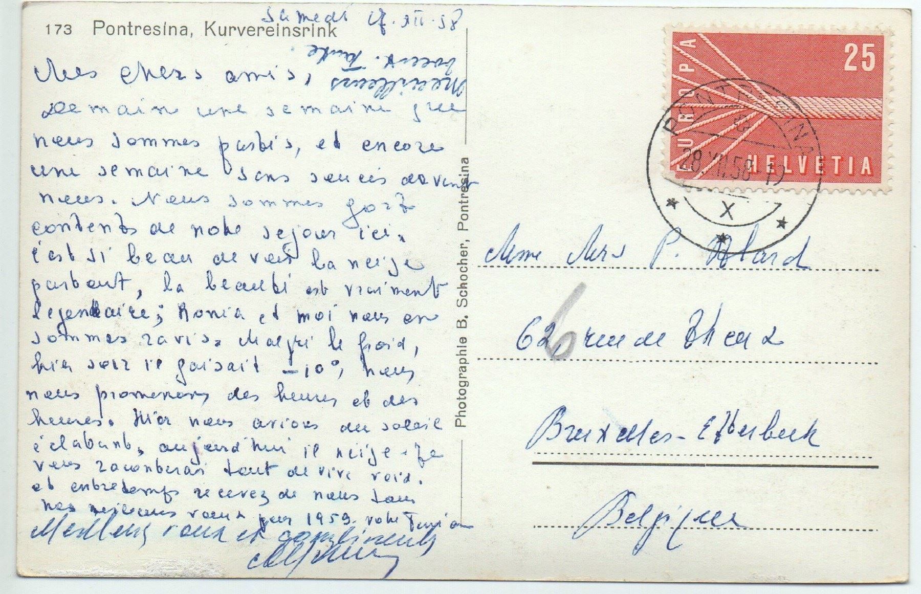 Cartoline postali: PONTRESINA Eisbahn Kurvereinsrink – Usato da Jona venduto da philajona 1