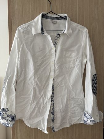 Elegante Damenbluse, Grösse M, weiss mit Details, Esprit