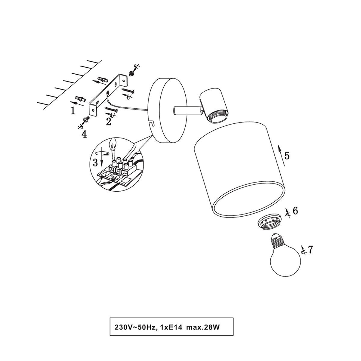 Lampade: Wandleuchte, 1er Spot, Weiss – Nuovo (secondo la descrizione) da Kreuzlingen venduto da Smart-Light 3