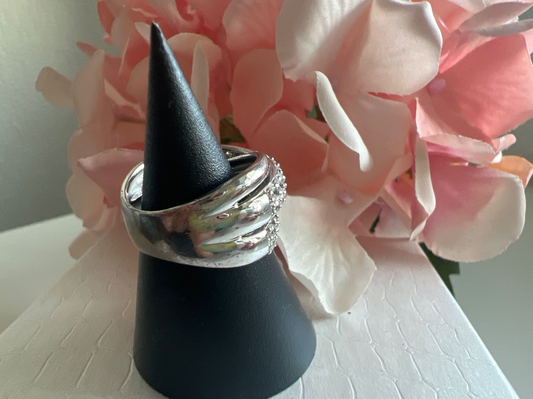 Anelli: Silberring 925 besetzt mit kleinen Steinchen – Usato da Seon venduto da Sunny-Schmuck78 2